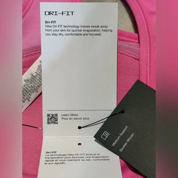 Nike Swoosh Bra Racerback Medium Support Dri Fit Pink Size M Size XL Training - Picture 4 of 6